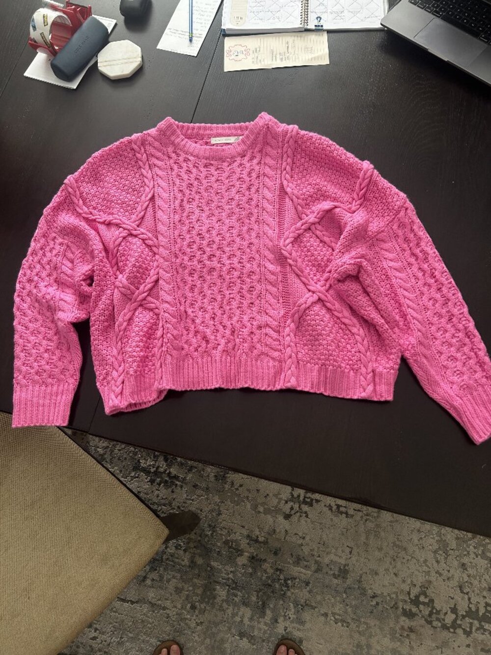 Altar'd State Pink Braided Sweater - L